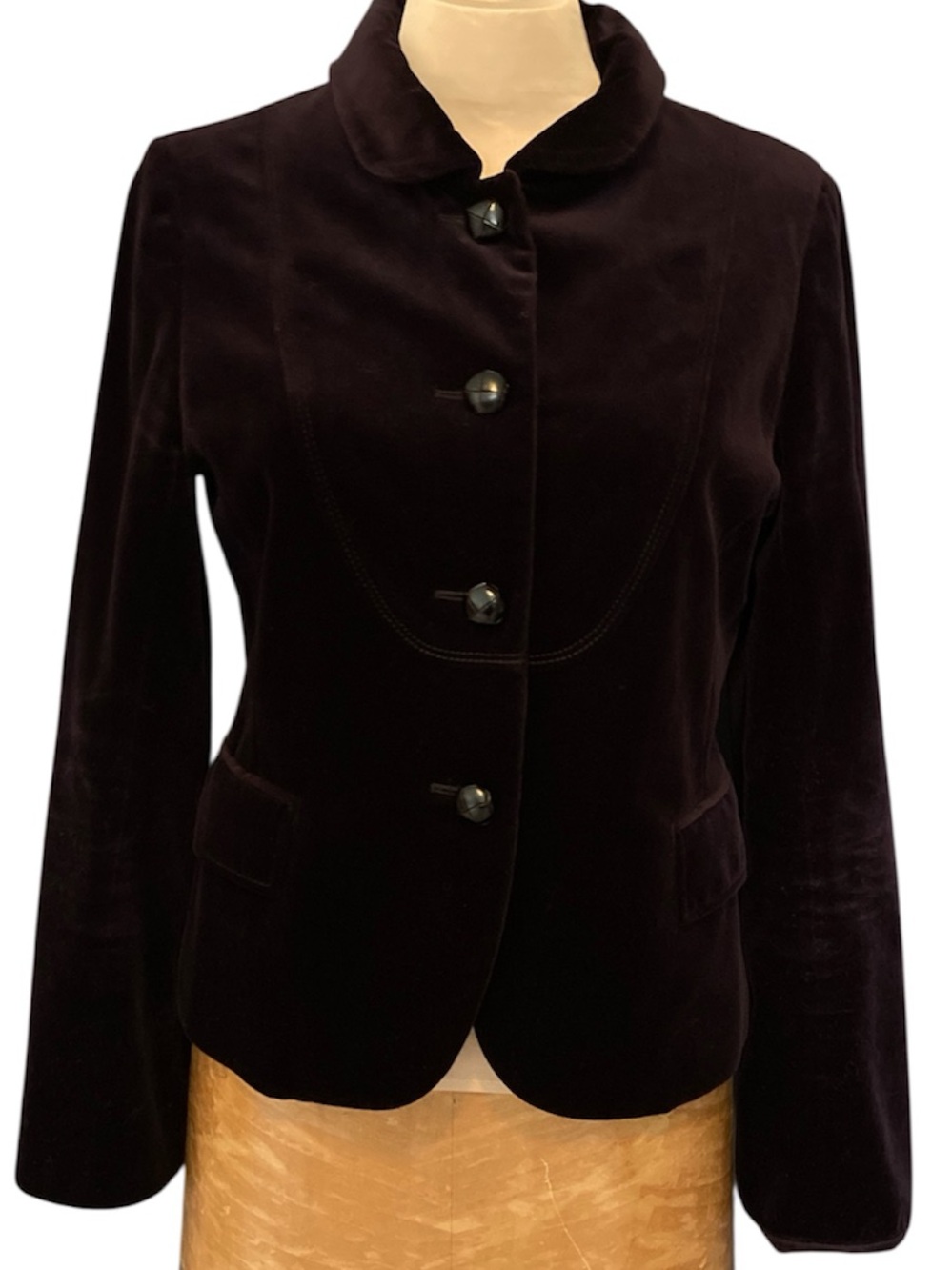 J. Crew 100% Cotton Plush Velvet Jacket in Deep Plum/Eggplant | 2007